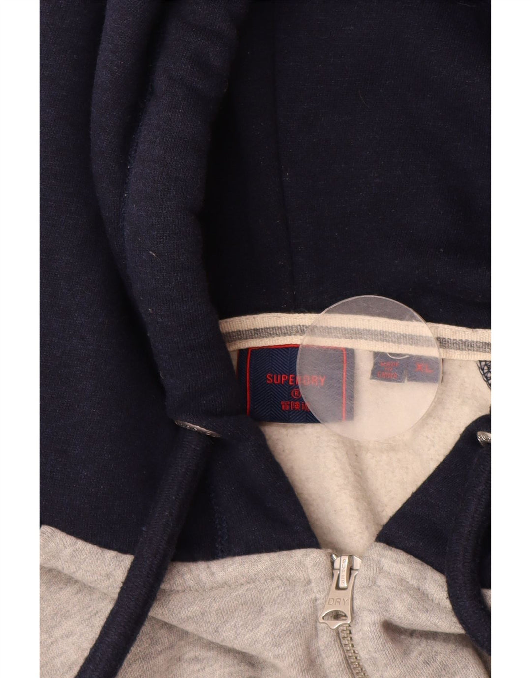 SUPERDRY Sudadera con capucha y cremallera para hombre XL Algodón gris color block