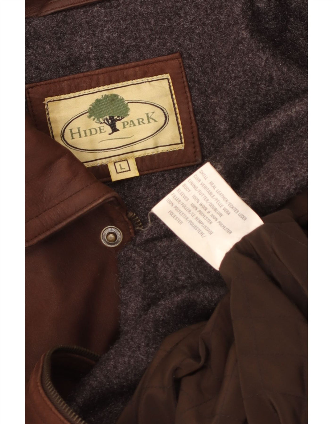 Hidepark Chaqueta de cuero para hombre UK 40 Large Cuero marrón