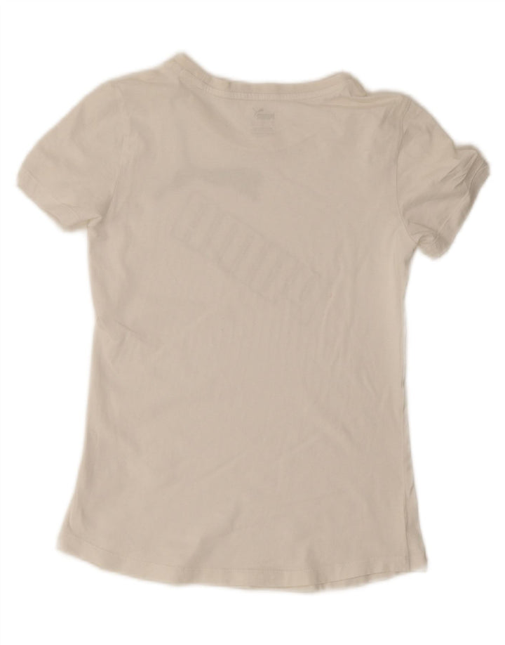 Puma Camiseta gráfica para mujer Top UK 10 Small White
