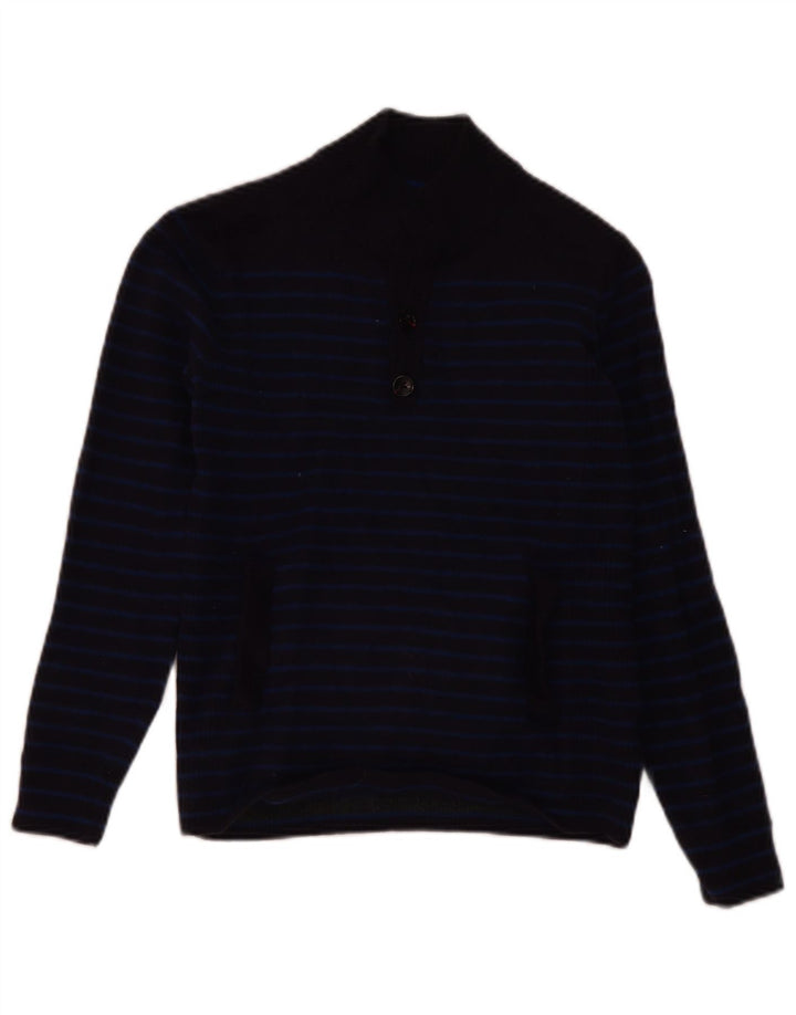 Reiss Suéter tipo jersey con cuello y botones para mujer UK 12 Medium Azul marino a rayas