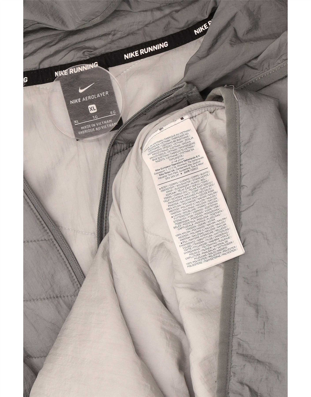 Nike Chaqueta acolchada con capucha para hombre UK 42 XL Nylon gris
