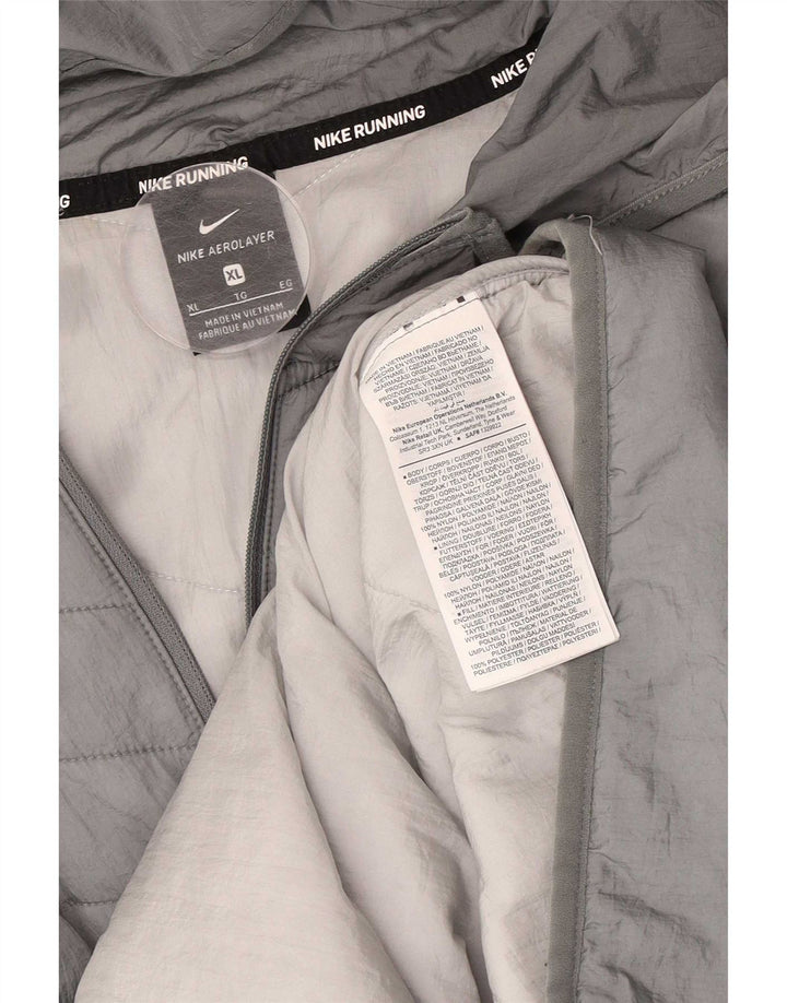 Nike Chaqueta acolchada con capucha para hombre UK 42 XL Nylon gris