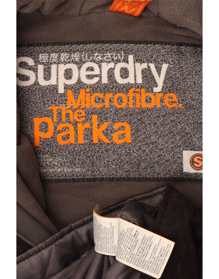 Superdry Parka con capucha para hombre, talla 36, poliéster marrón pequeño