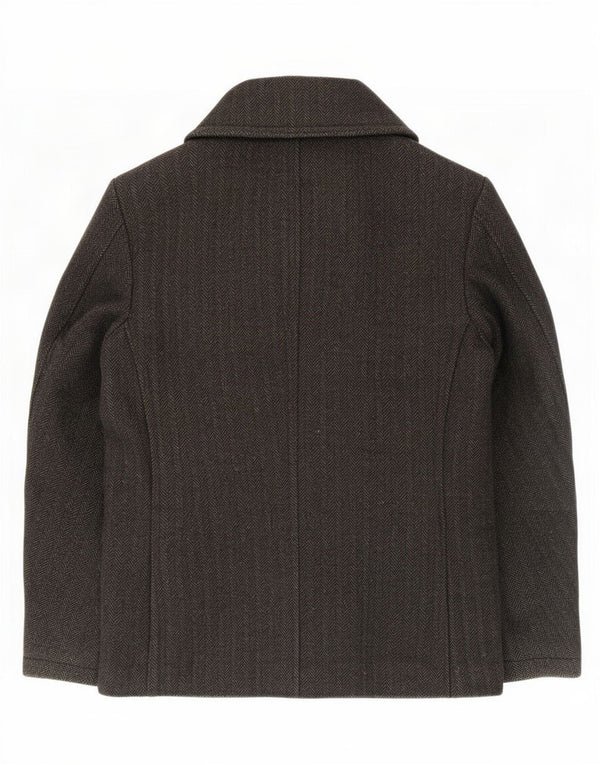 Superdry Chaquetón para hombre, talla 40, lana en espiga gris grande