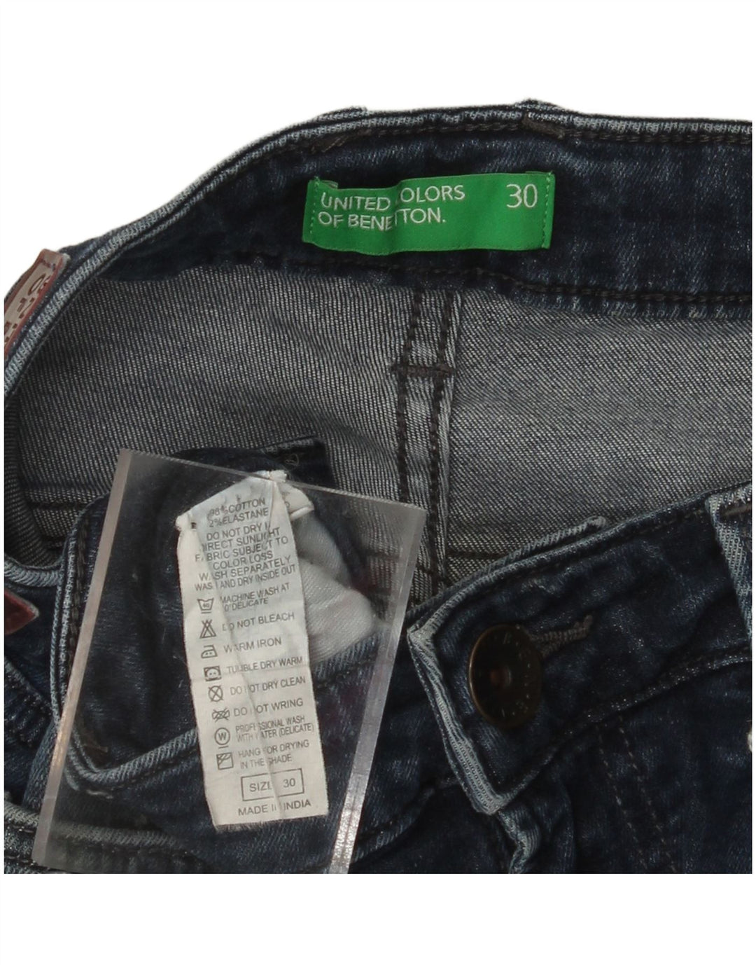 BENETTON Vaqueros Slim Tapered Mujer W30 L30 Algodón Azul