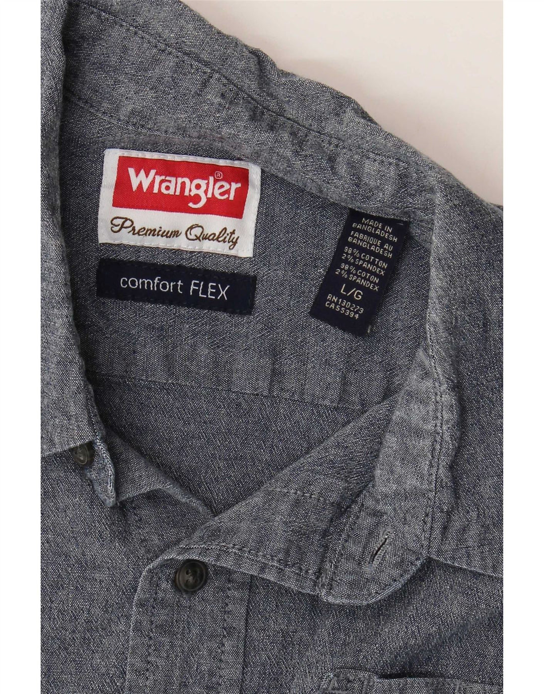 Wrangler - Camisa de manga corta para hombre, algodón azul grande
