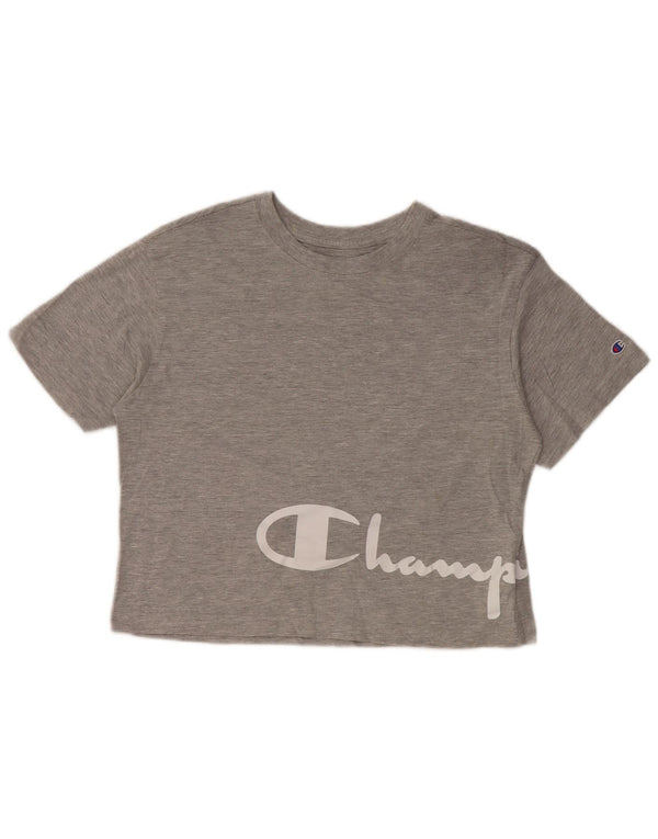 CHAMPION Camiseta corta gráfica para mujer Top UK 10 Small Grey Cotton