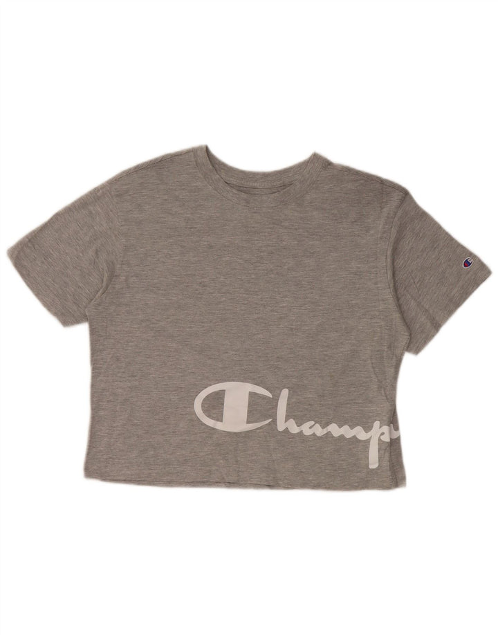 CHAMPION Camiseta corta gráfica para mujer Top UK 10 Small Grey Cotton