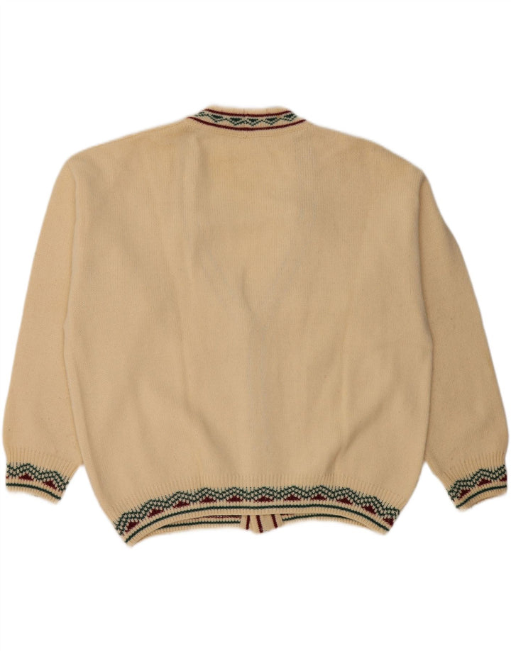 Vintage hombre Cardigan suéter IT 52 lana beige grande