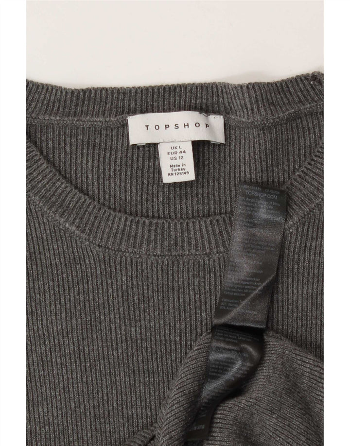 Topshop Top de manga larga para mujer UK 46 Grande Acrílico gris