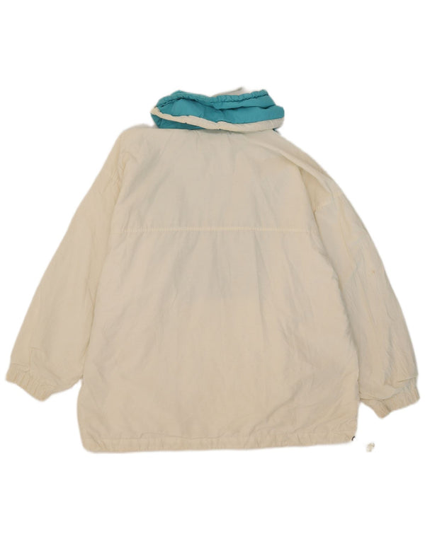 Vintage hombres chaqueta anorak de gran tamaño Reino Unido 12 medio blanco colorblock nylon