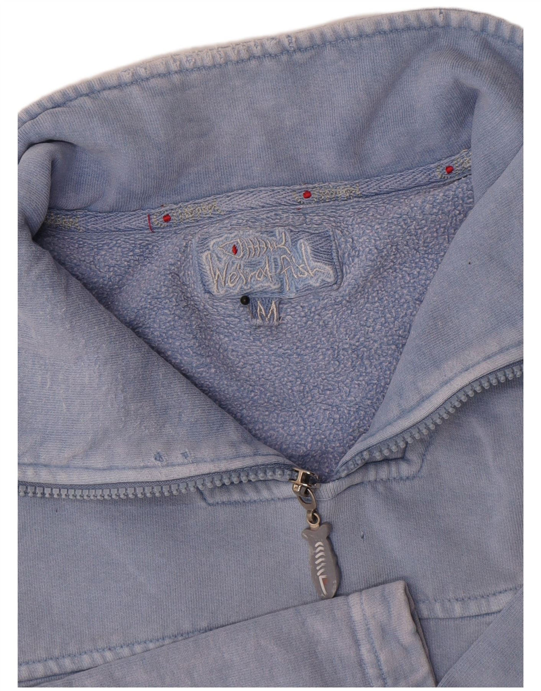 Weird Fish - Sudadera con cuello y cremallera para hombre, color azul medio, algodón