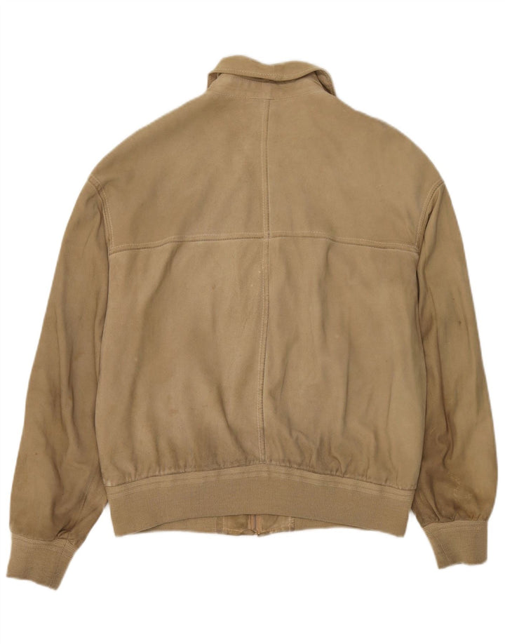 Vintage hombres ante bomber chaqueta Reino Unido 38 medio beige