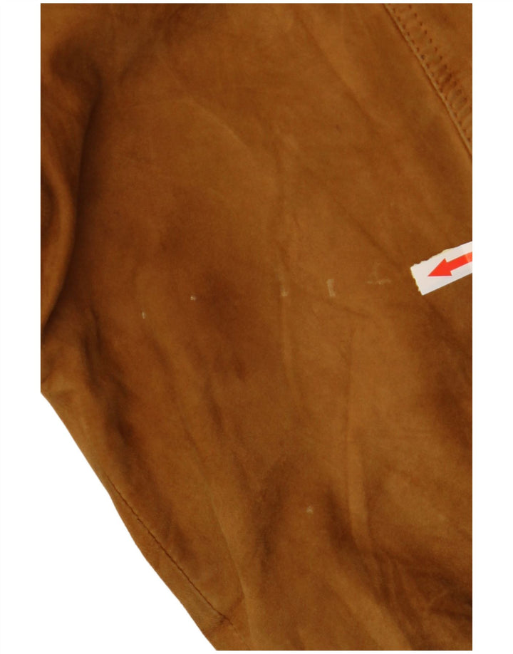 FABIO D Chaqueta bomber de ante para hombre UK 40 Large Beige Leather