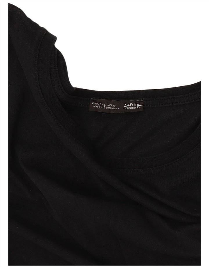 Zara Mujer Camiseta Top UK 46 Large Negro