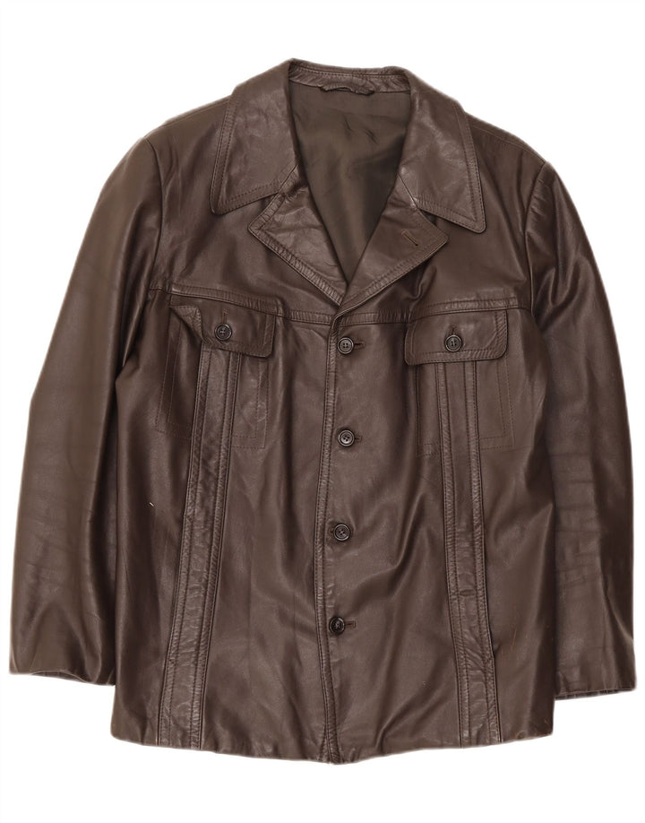 Chaqueta de cuero vintage para hombre Reino Unido 38 Marrón medio