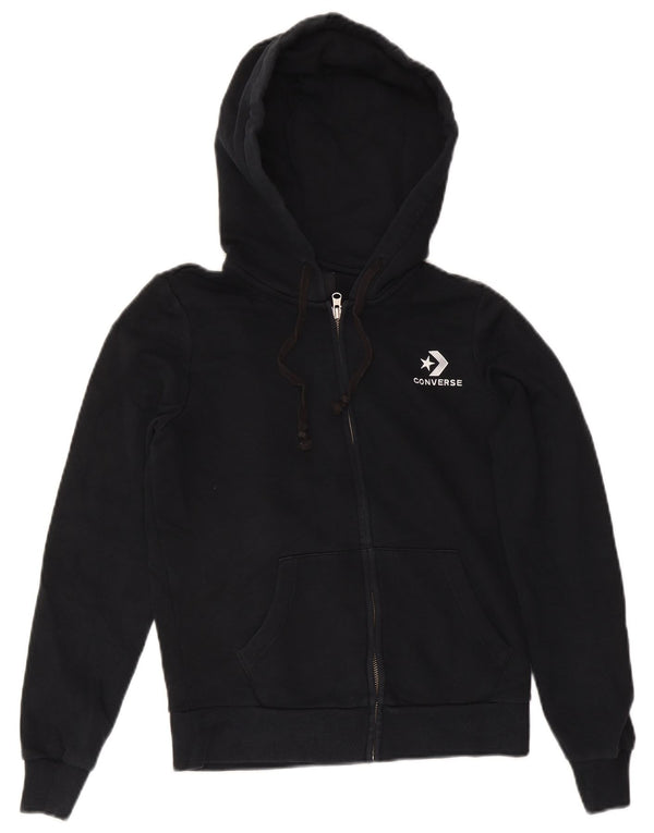 Converse Sudadera con capucha y cremallera para mujer UK 6 XS Algodón negro