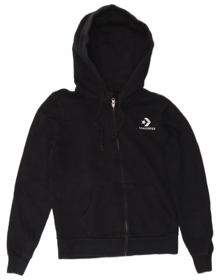 Converse Sudadera con capucha y cremallera para mujer UK 6 XS Algodón negro