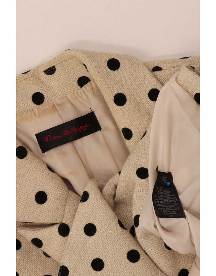 Miss Selfridge Chaqueta tipo blazer corta con 1 botón para mujer, talla 40, talla M, color beige