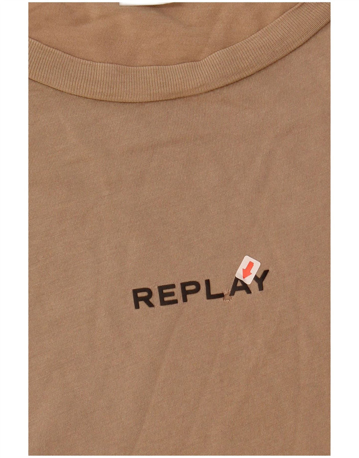 Replay Camiseta Hombre Top Large Beige Algodón