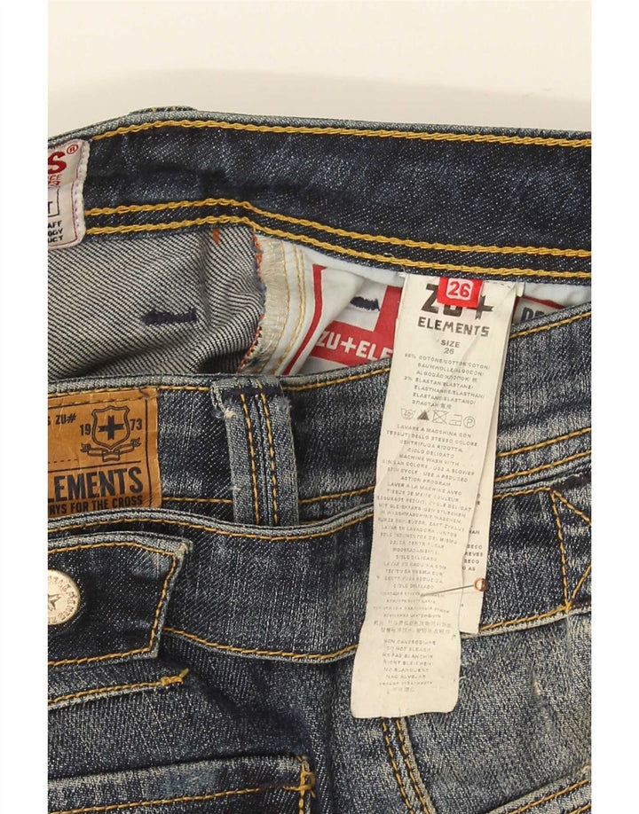 Zu Elements Vaqueros pitillo desgastados para mujer W26 L31 Algodón azul