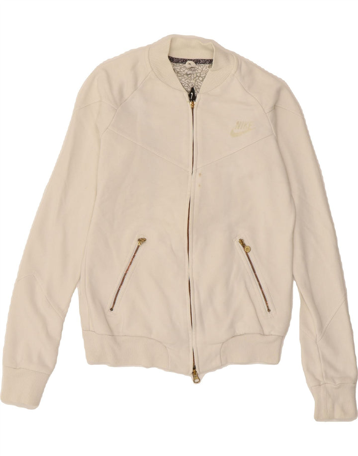 NIKE Womens Tracksuit Top Jacket UK 10 Small White Cotton Vintage Nike and Second-Hand Nike from Messina Hembry 