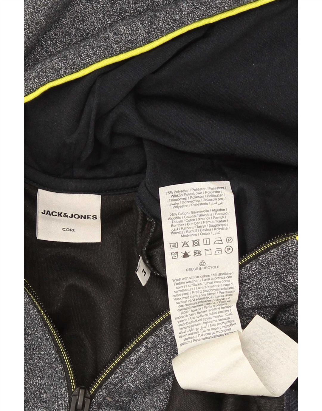 Jack & Jones Hombre Sudadera Con Capucha Y Cremallera De Algodón Moteado Gris Medio