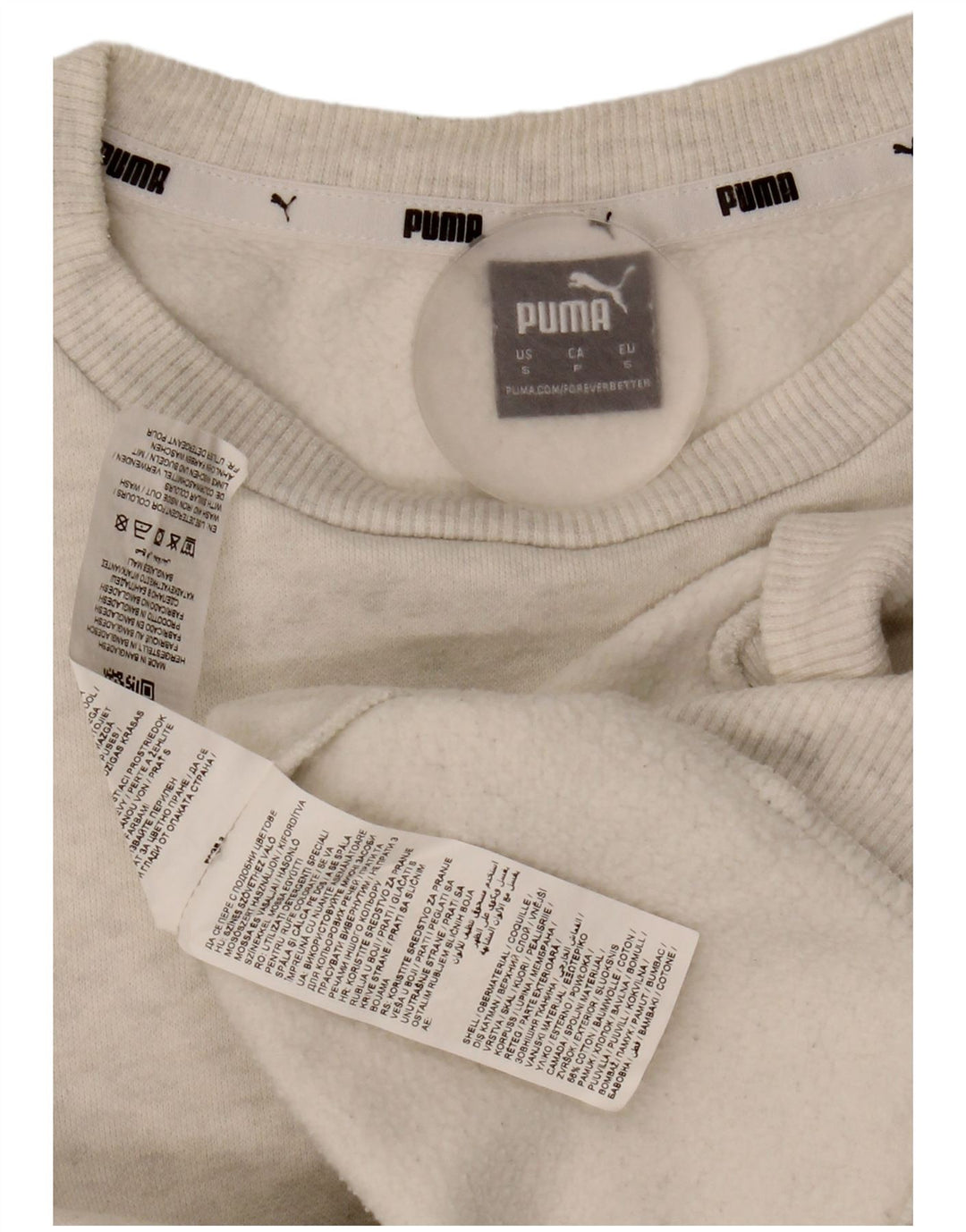 Puma Mujer Gráfico Oversize Sudadera Jumper UK 10 Pequeño Gris Algodón