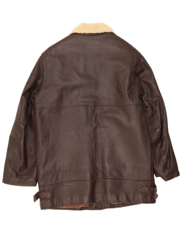 Ivy Oxford Chaqueta de cuero para hombre UK 36 Small Brown