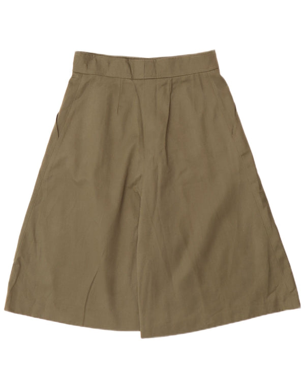 Vintage mujeres cintura alta pegado Bermudas pantalones cortos IT 44 Medio W26 Caqui