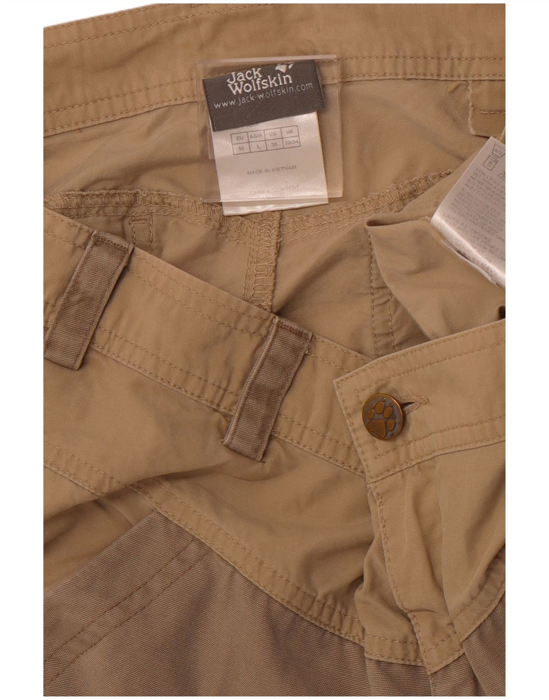 JACK WOLFSKIN Bermudas para hombre W34 Large Marrón Colorblock Algodón