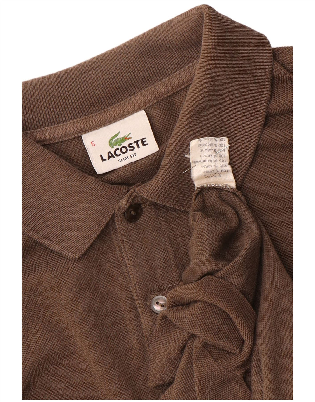 Lacoste Polo Slim Fit para hombre talla 5 grande algodón marrón