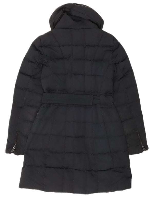 Zara Mujer Abrigo Acolchado Con Capucha UK 40 Small Azul Marino