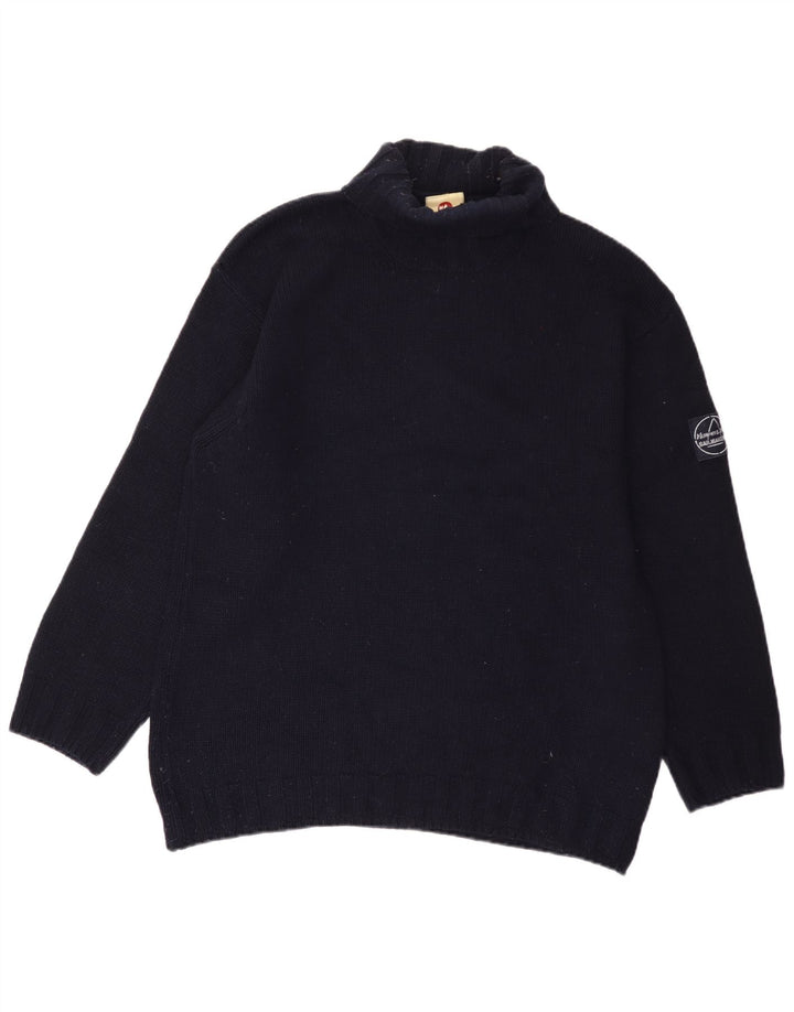 Murphy & Nye Jersey con cuello vuelto para hombre, talla grande, lana azul marino