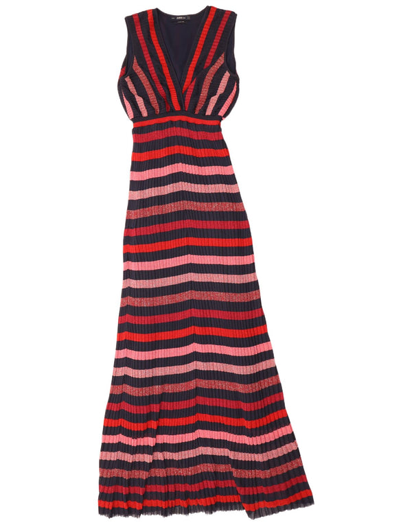 Zara Vestido largo sin mangas para mujer UK 40 Mediano Rayas multicolores