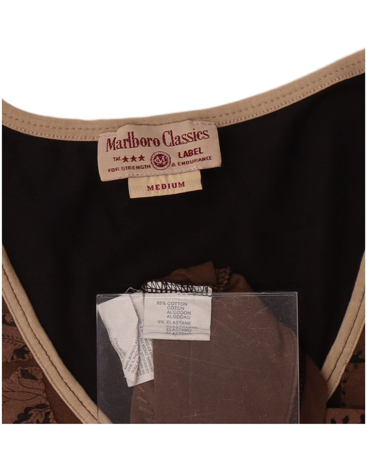 MARLBORO CLASSICS Camiseta para mujer Top UK 12 Algodón Paisley Marrón Medio