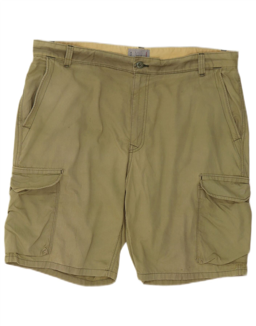 Marks & Spencer Pantalones Cortos Cargo Regulares para Hombre W38 XL Algodón Caqui