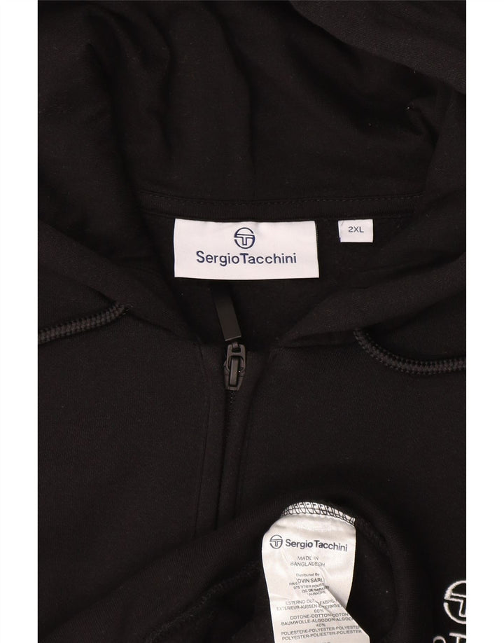 Sergio Tacchini Sudadera con capucha y cremallera para hombre 2XL Algodón negro