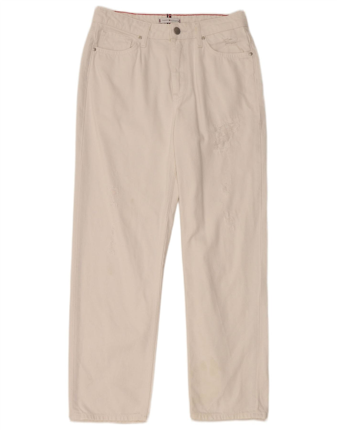 TOMMY HILFIGER Vaqueros rectos desgastados para mujer W29 L28 Algodón blanco