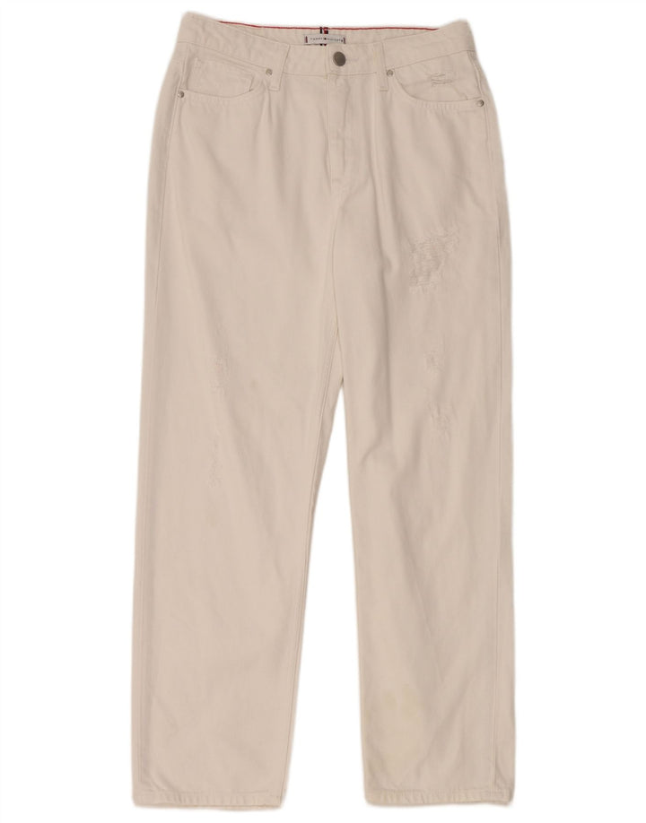 TOMMY HILFIGER Vaqueros rectos desgastados para mujer W29 L28 Algodón blanco