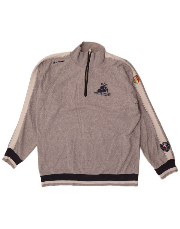Champion Sudadera con cuello con cremallera y gráfico para hombre, talla 2XL, color gris