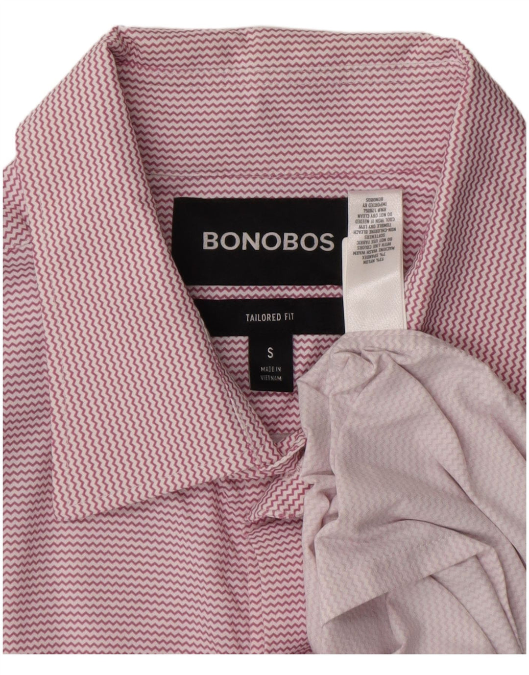 BONOBOS Camisa de manga corta a medida para hombre, nailon Chevron rosa pequeño