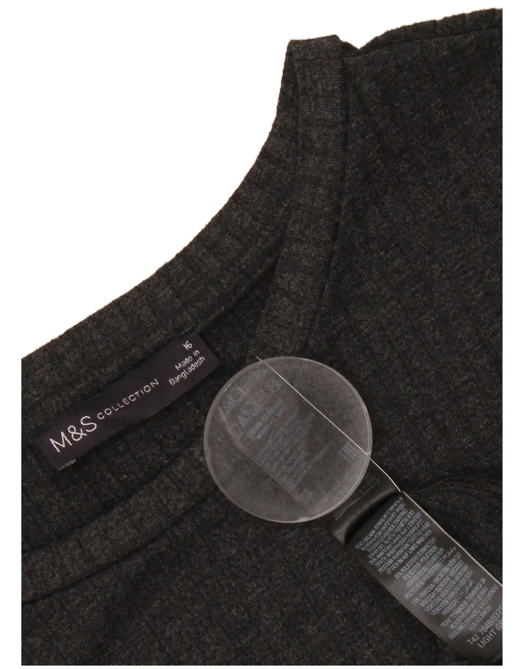 Marks & Spencer Vestido largo de manga larga para mujer UK 46 Poliéster gris grande