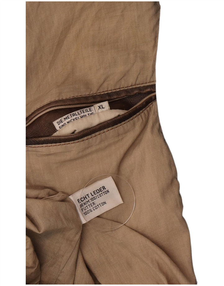 Vintage hombres bombardero chaqueta de cuero Reino Unido 42 XL marrón patchwork cuero
