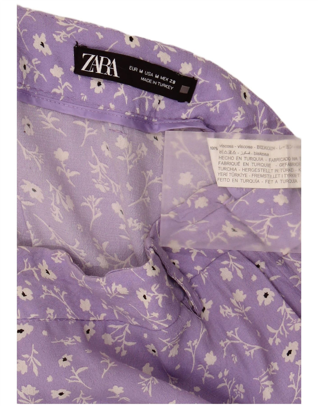 Zara Mujer Minifalda Mediana W28 Viscosa Floral Morada