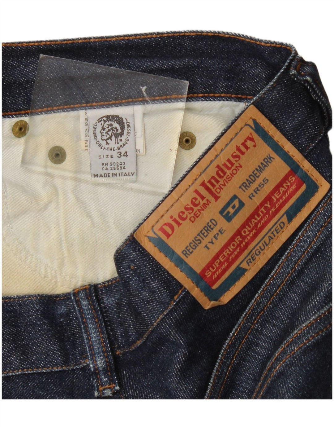 Diesel Vaqueros Rectos Hombre W34 L32 Algodón Azul