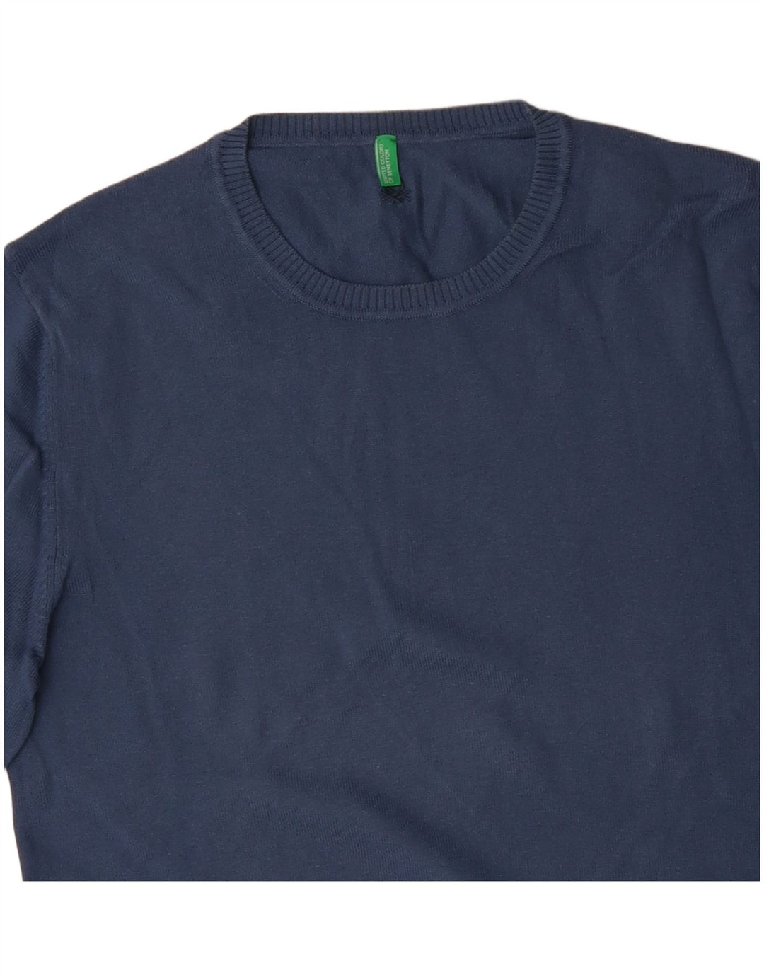 BENETTON Jersey De Cuello Redondo Para Hombre Pequeño Algodón Azul