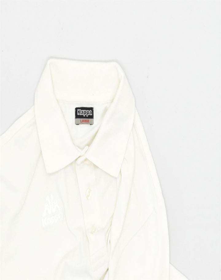 KAPPA Mens Polo Shirt Large White Cotton | Vintage | Thrift | Second-Hand | Used Clothing | Messina Hembry 