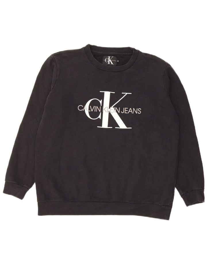 Calvin Klein Jeans Hombre Sudadera Gráfica Jumper Algodón Negro Mediano