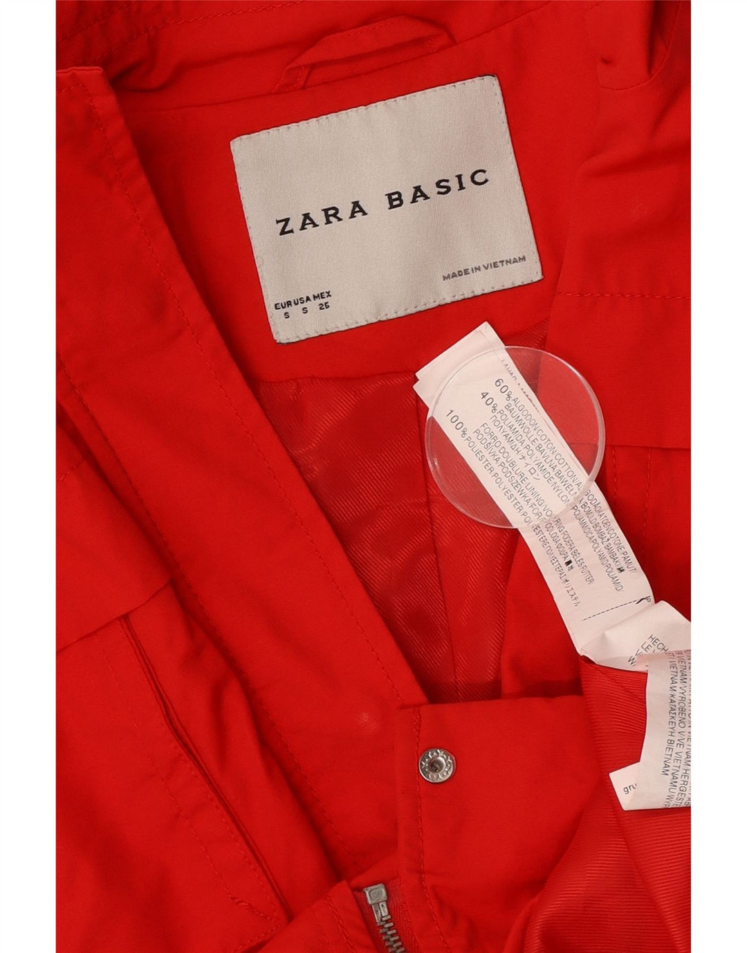 Zara Chaqueta Militar Mujer UK 10 Small Algodón Rojo